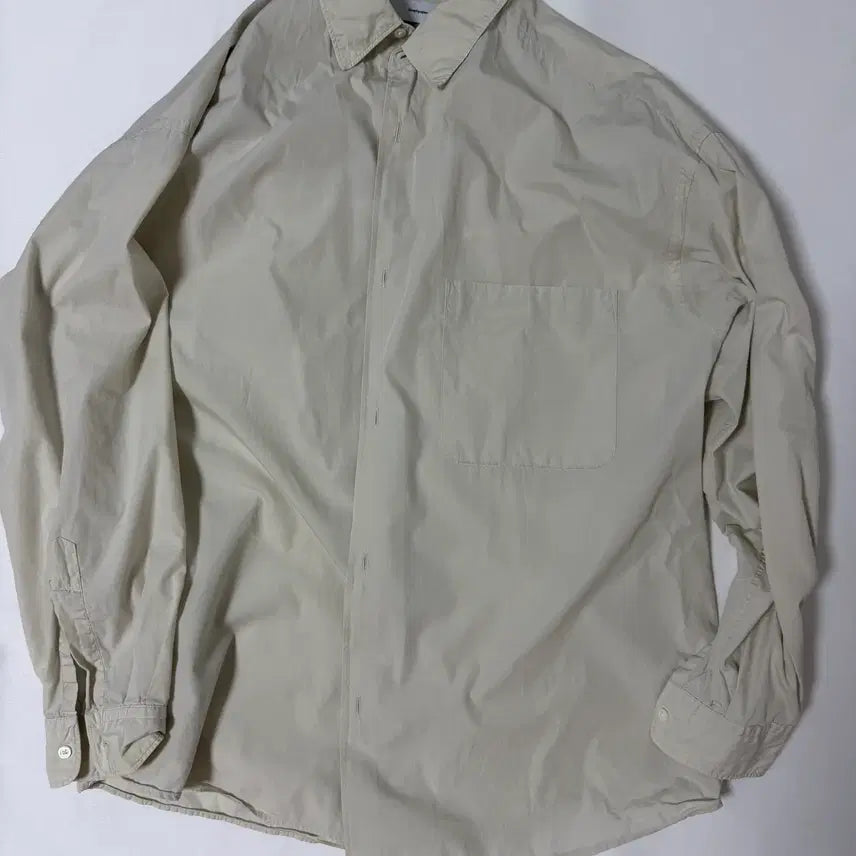 [BUNJANG] Graphtpaper Broad Regular Collar Shirt Beige / 그라프페이퍼 브로드 오버사이즈 레귤러 칼라 셔츠(베이지)