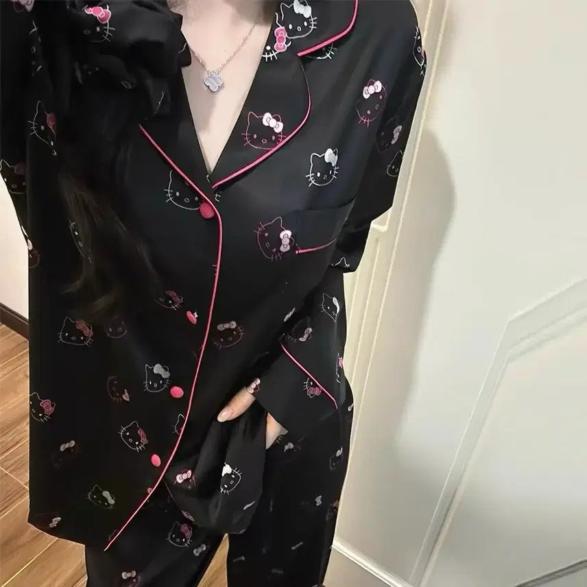 [BUNJANG] Kittyblack Silk Pajamas / 키티블랙 실크잠옷