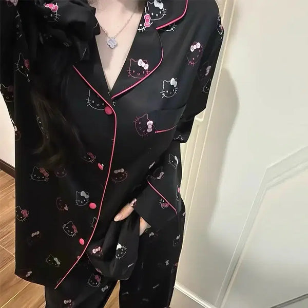 [BUNJANG] Kittyblack Silk Pajamas / 키티블랙 실크잠옷