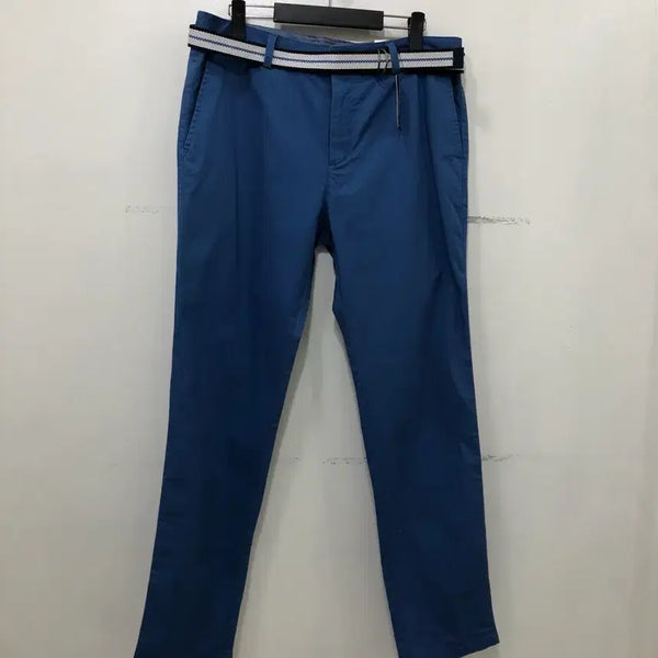 [BUNJANG] Blue Striped Belt Pants / 블루 벨트 팬츠