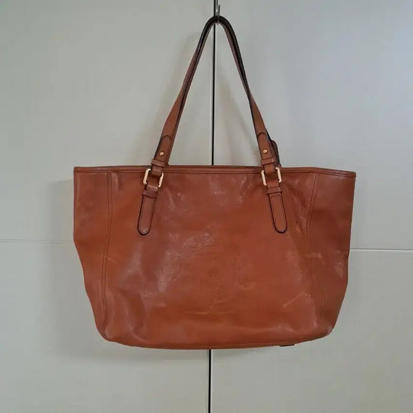 [BUNJANG] Beanpole Brown Leather Tote Bag / 빈폴 브라운 가죽 토트백