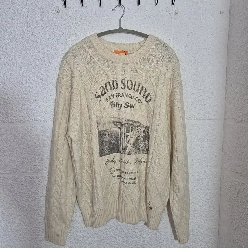 [BUNJANG] Sand Sound Cable Knit Sweater Ivory / 샌드 사운드  케이블 니트 아이보리