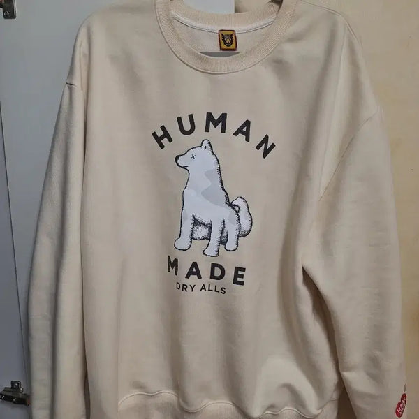 [BUNJANG] Human Made Crewneck Sweatshirt Ivory / 휴먼메이드 맨투맨 아이보리 맨투맨