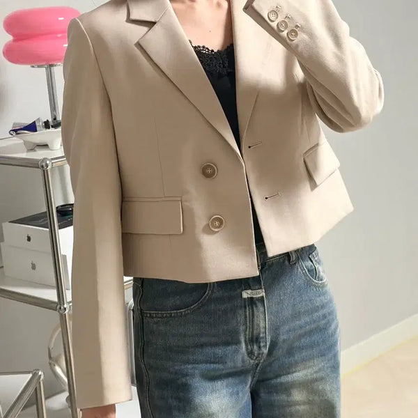 [BUNJANG] JIGOTT Beige Rayon Double Jacket Size 66 / 지컷 베이지  레이온 더블 자켓 66