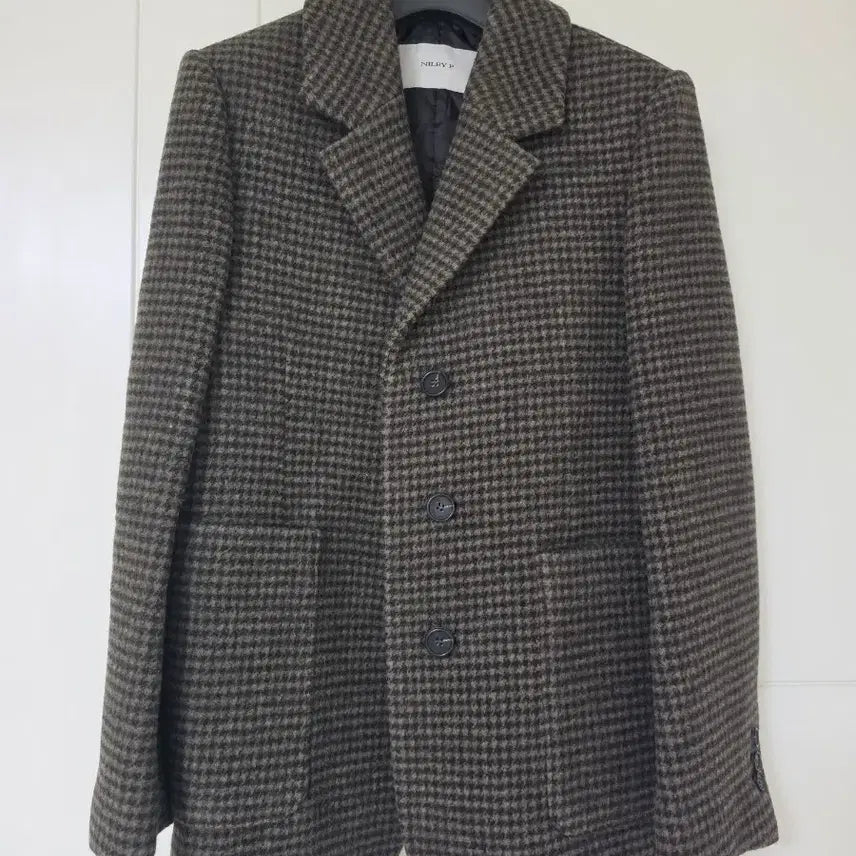 [BUNJANG] Nil by Pie Herringbone Khaki Half Jacket / 닐바이피 울 하프자켓