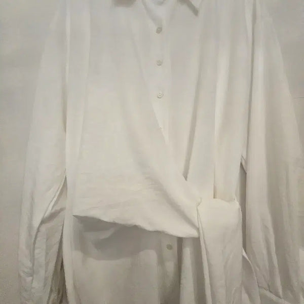 [BUNJANG] White Wrap Design Shirt / 넉넉하고 매력적인 화이트 랩 디자인 셔츠