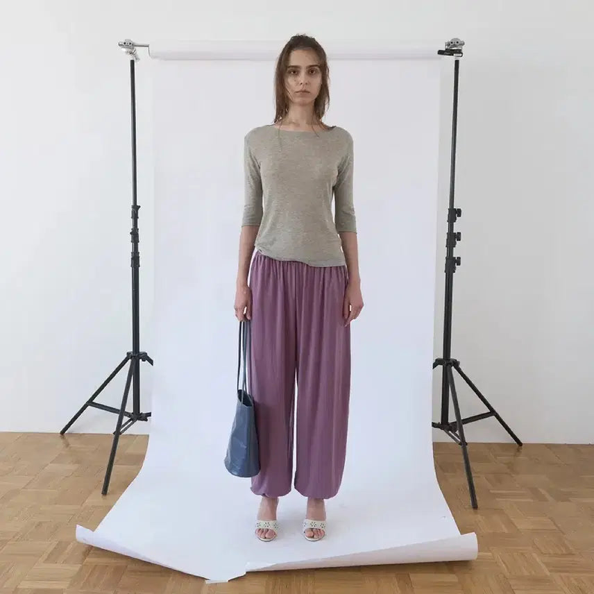[BUNJANG] NOTHING EVERYTHING Sheer 3/4 Sleeve Top Heather Grey / 낫띵에브리띵 sheer 3/4 sleeve top in heather grey