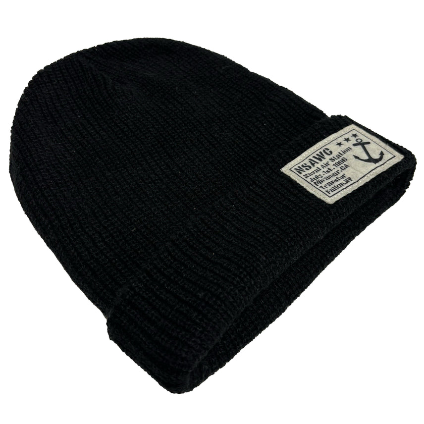 [BUNJANG] Backnumber Black Military Anchor Patch Short Beanie / 백넘버 블랙 밀리터리 앵커 패치 숏 비니