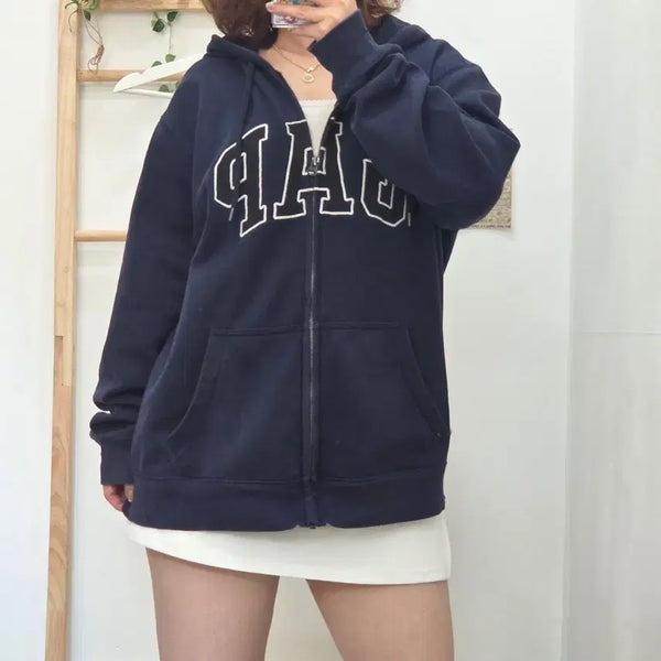 [BUNJANG] GAP Logo Zip-Up Hoodie Navy / [L]GAP 갭 로고 집업 후드 네이비