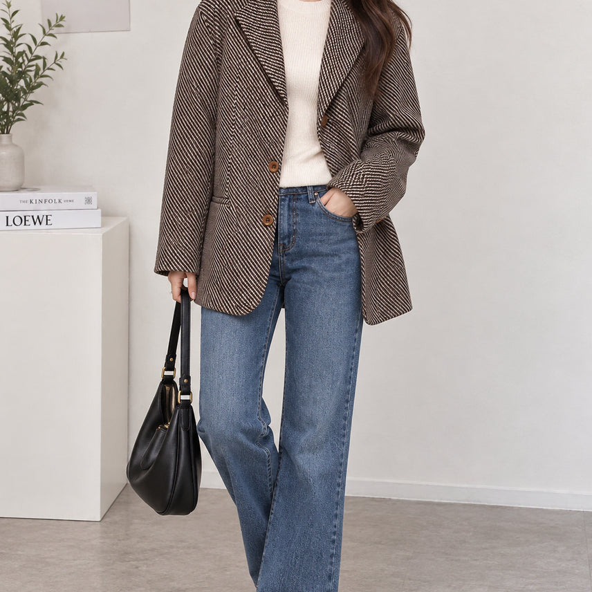 [BUNJANG] Giorgio Armani Women's Wool Blend Tailored Jacket Size 48 / 아르마니 여성 캐시미어혼방 울자켓 48 (착샷O)/호구제샵