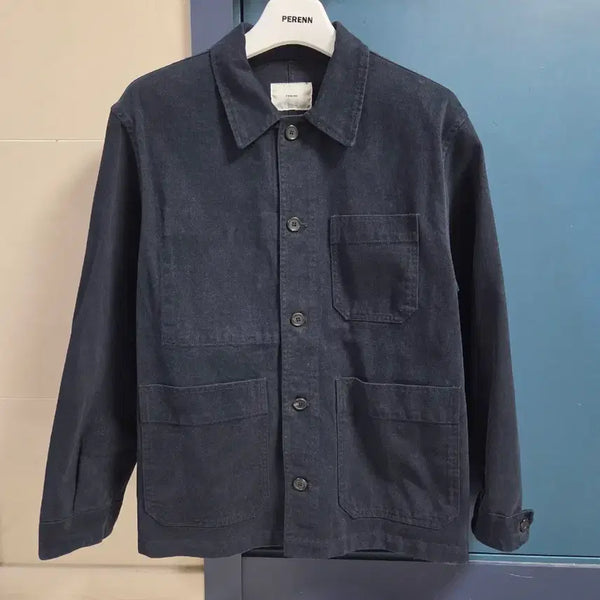 [BUNJANG] Paren Moleskin French Work Jacket Navy / 퍼렌 몰스킨 프렌치 워크자켓 네이비 1