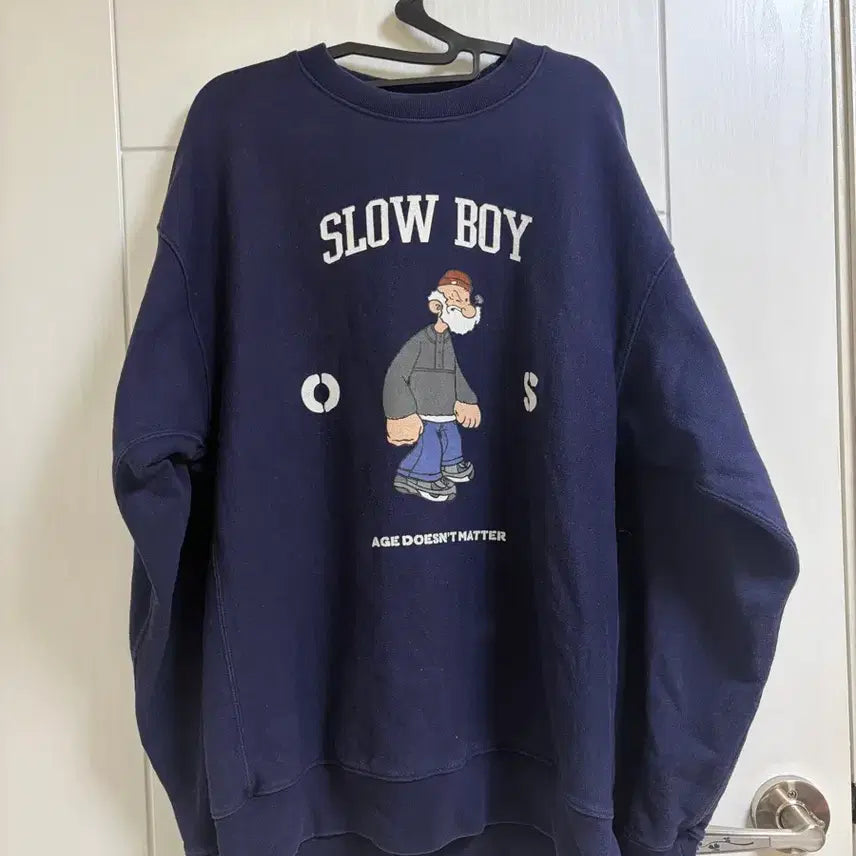 [BUNJANG] Slowboy Navy Sweatshirt / 슬로우보이 맨투맨 네이비