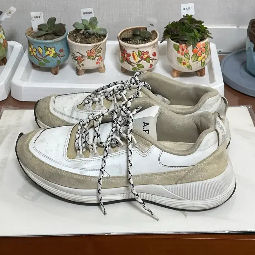 [BUNJANG] A.P.C. White/Beige Leather Sneakers / Apc 스니커즈 270