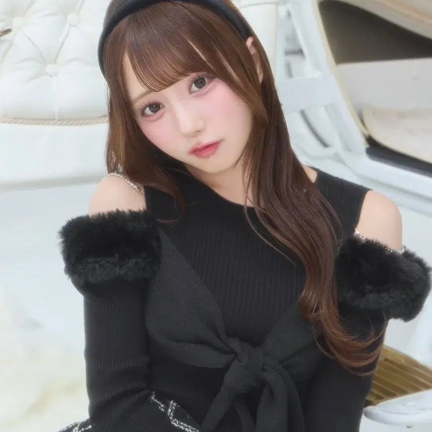 [BUNJANG] Miyoun Macaron Front Lamé Ribbon Knit / 미셸마카롱 프론트 라메 리본 니트