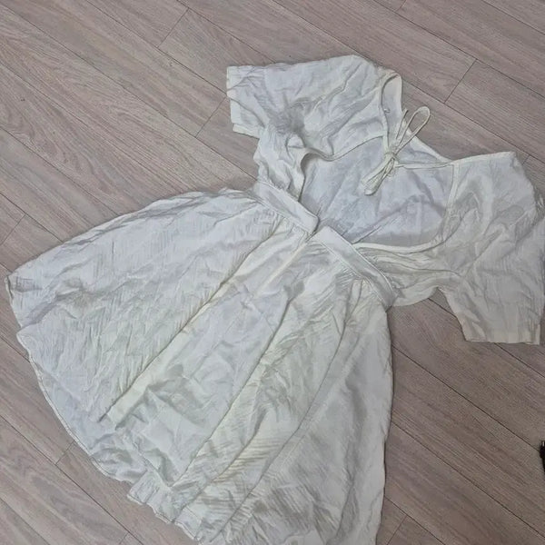 [BUNJANG] Cream Backless Mini Dress / 백리스 크림 소녀 원피스