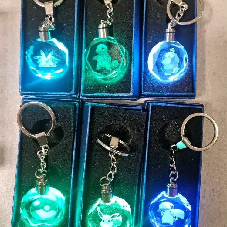 [BUNJANG] Pokemon Crystal LED Keychain Set / 포켓몬스터크리스탈led키링 잠만보키링 피카츄키링 고라파덕 이브이 꼬북이