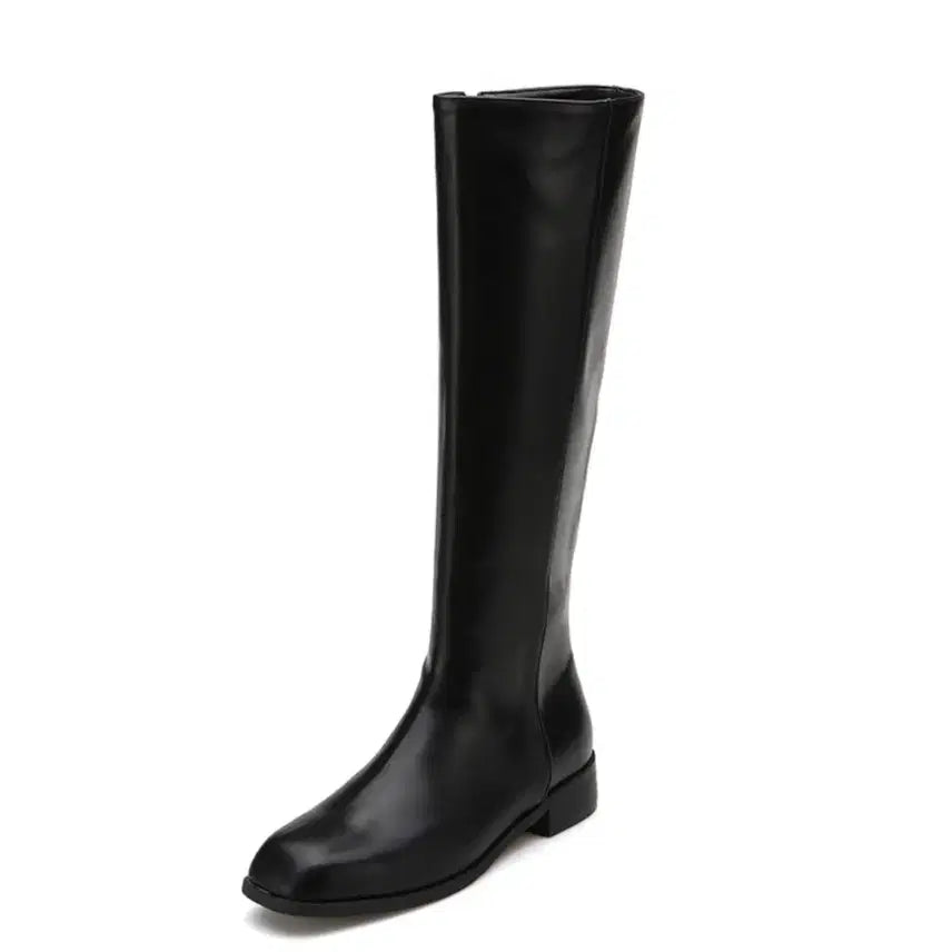 [BUNJANG] Salt & Chocolate Square Toe Basic Long Boots Black 240 Wide / 솔트앤초콜릿 스퀘어 토 베이직 롱부츠 블랙(흑) 240 wide