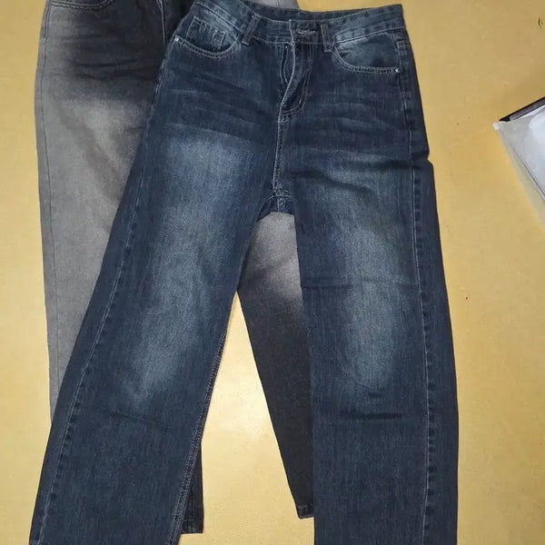 [BUNJANG] Washed Dark Blue Denim Pants / 워싱 진청 데님 팬츠