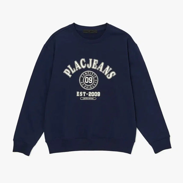 [BUNJANG] PLAC Graphic Sweatshirt Navy / [플랙] 그래픽 스웨트 셔츠 네이비