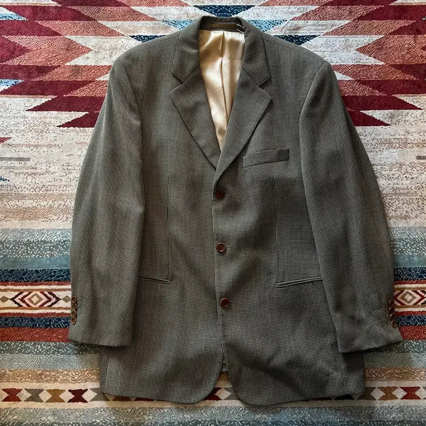 [BUNJANG] Hugo Boss Check Tailored Single Blazer Jacket [Brown] / 휴고보스 잔체크 테일러드 싱글 블레이저 정장자켓 [브라운] 103-91-180