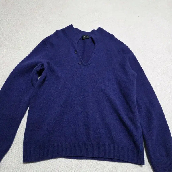 [BUNJANG] A|X Armani Exchange Navy V-Neck Knit / 100)A|X 아르마니 익스체인지 네이비 브이넥 니트