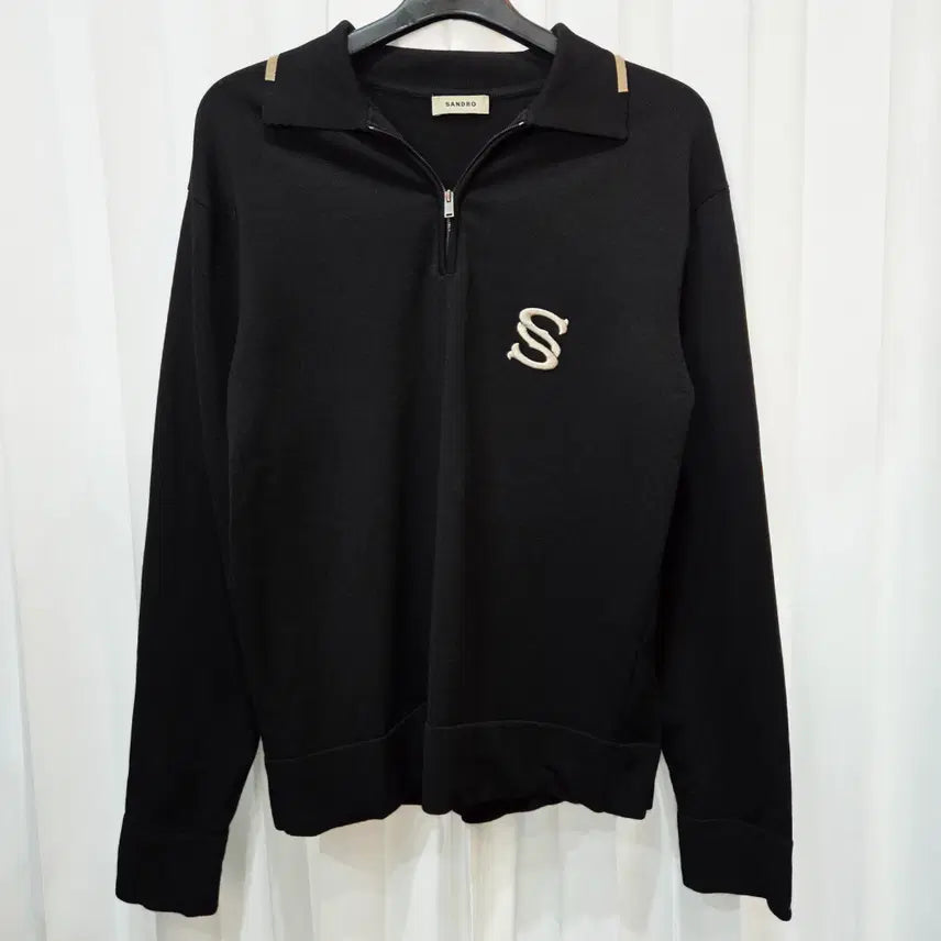 [BUNJANG] Sandro Rayon Blend Half-Zip Long Sleeve Knit / 22s 105 산드로 레이온혼방 반집업 긴팔 니트 A120