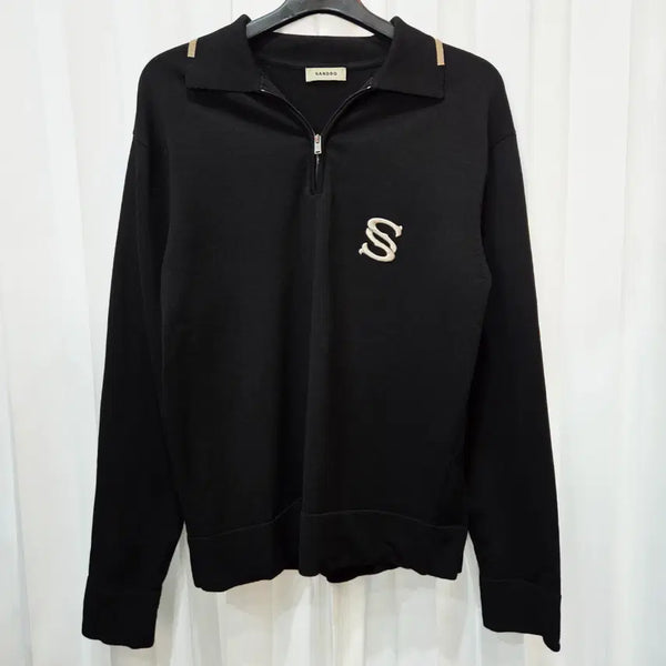 [BUNJANG] Sandro Rayon Blend Half-Zip Long Sleeve Knit / 22s 105 산드로 레이온혼방 반집업 긴팔 니트 A120