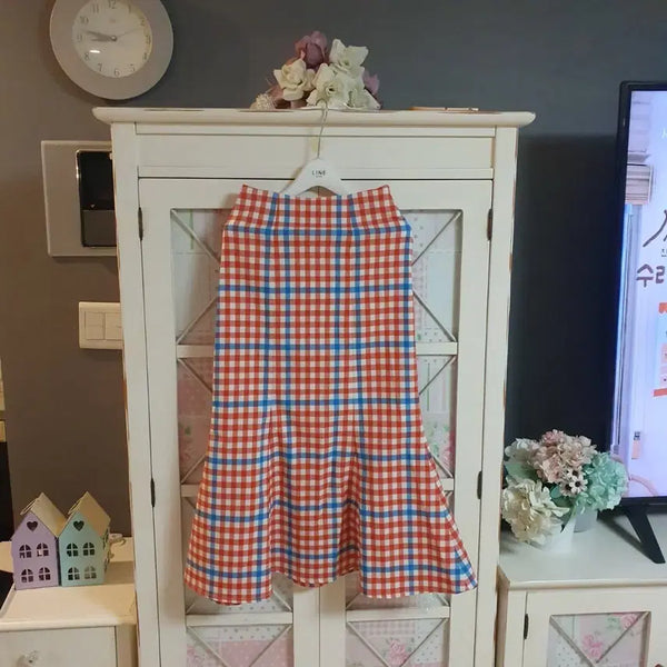 [BUNJANG] Your Name Here Long Skirt Check Pattern (Size 44-55) / 유어네임히어 롱스커트/44~55