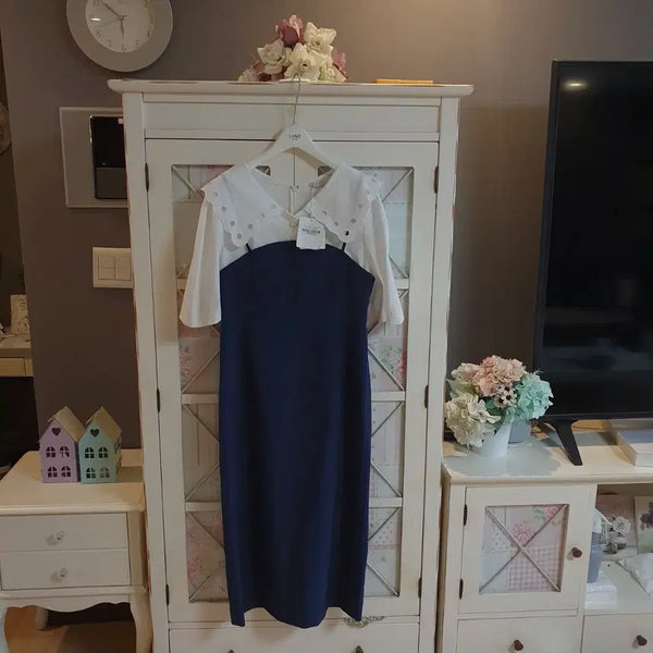 [BUNJANG] Navy Long Dress / Line 롱원피스/55~정66  새상품