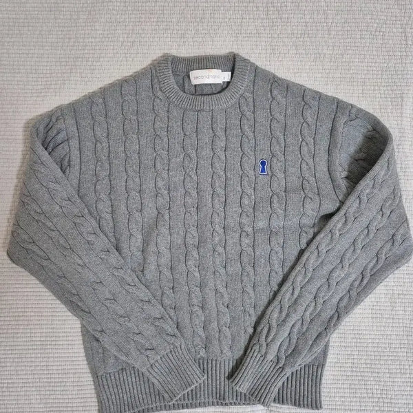 [BUNJANG] Second MonO Heavy Cable Knit Grey Size S / 세컨모노 헤비 케이블 니트 그레이