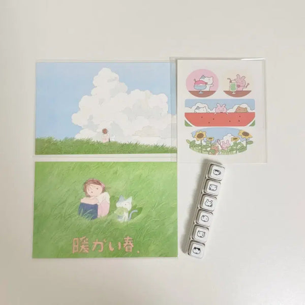 [BUNJANG] Ui Stamp Postcard Sticker Set / 우이 도장 엽서 스티커 세트
