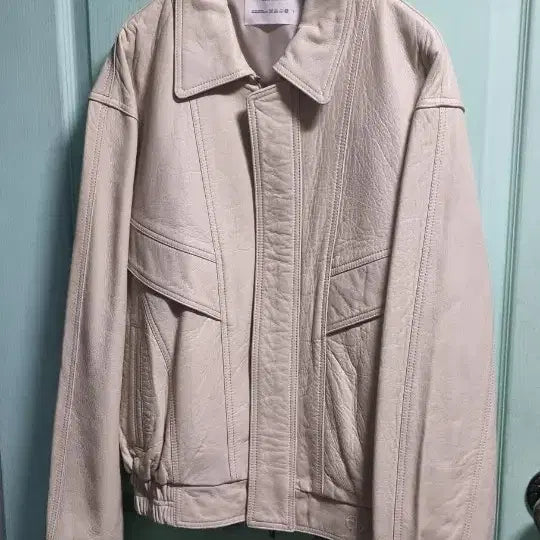[BUNJANG] Nomaterial Lambskin Leather Jacket L White / 노매뉴얼 램스킨 레더자켓 L 화이트 (시착만 한 제품/하자 있음)