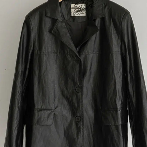 [BUNJANG] Black Leather Jacket / 블랙 레더 자켓