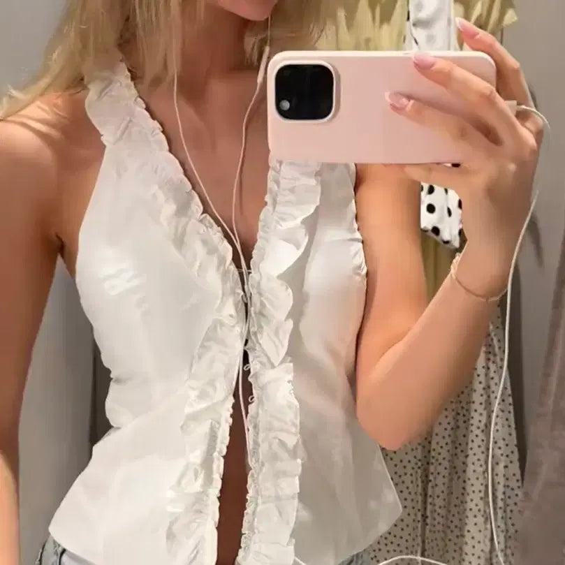[BUNJANG] Zara Nylon Frill Top / ZARA 자라 나일론 프릴 탑