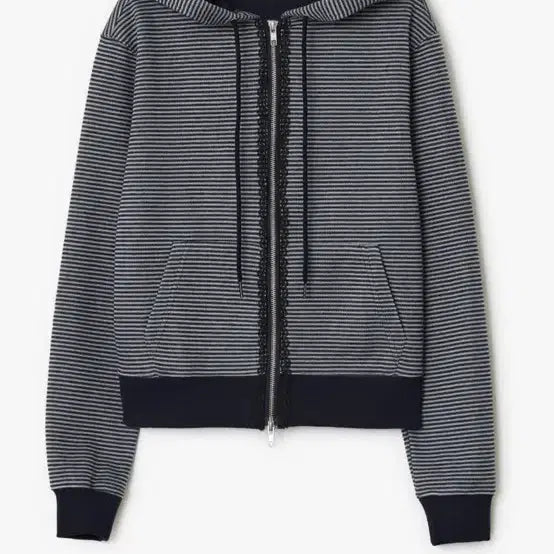 [BUNJANG] Sunburn Project Lace Stripe Hooded Zip-Up / 썬번프로젝트 레이스 스트라이프 후드집업