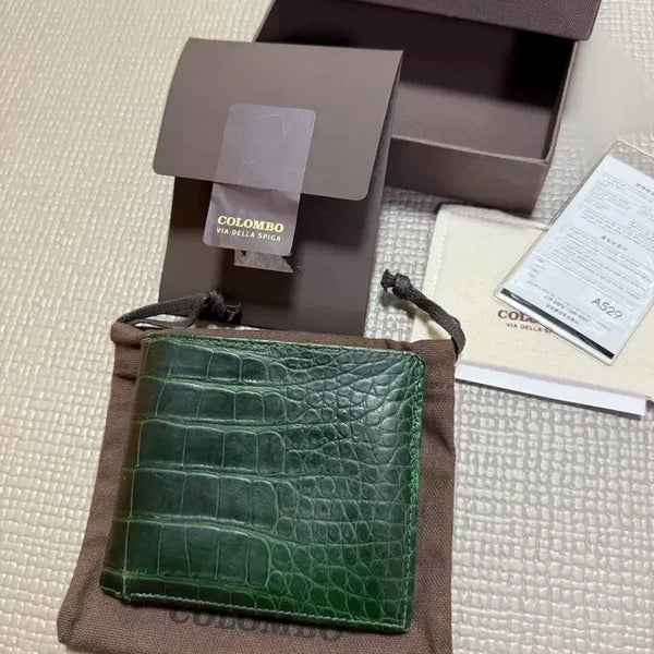 [BUNJANG] Colombo Crocodile Bifold Wallet Green / 콜롬보 반지갑 그린
