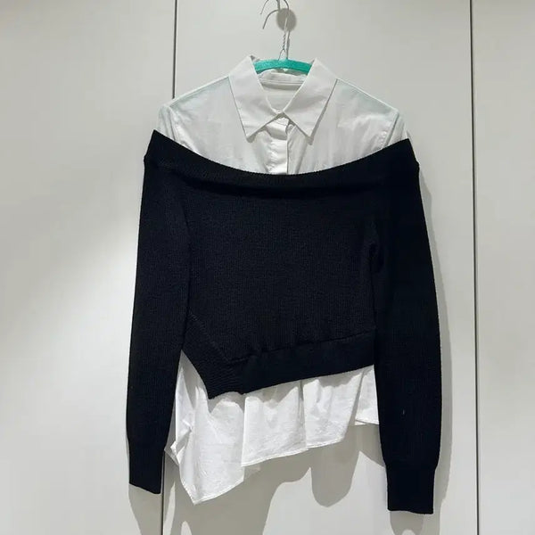 [BUNJANG] Laulala Knit Shirt Top / 라플라 니트 셔츠 탑
