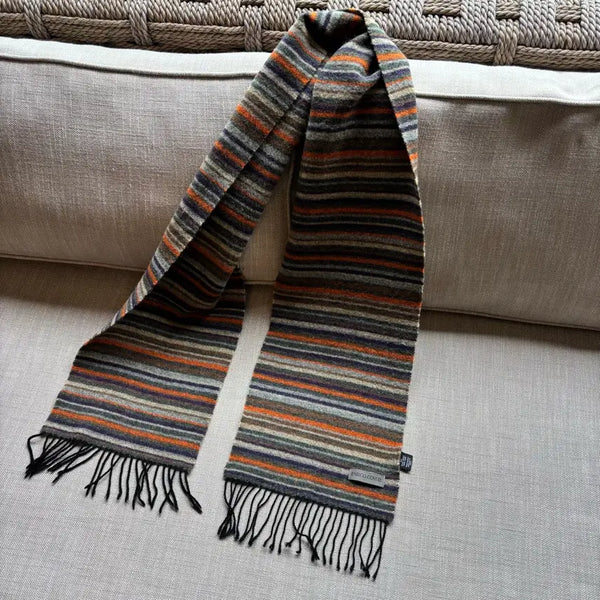 [BUNJANG] Enrico Coveri 100% Wool Multi Stripe Scarf / [MADE IN ITALY] 엔리코 코베리 울 100% 멀티 스트라이프 머플러