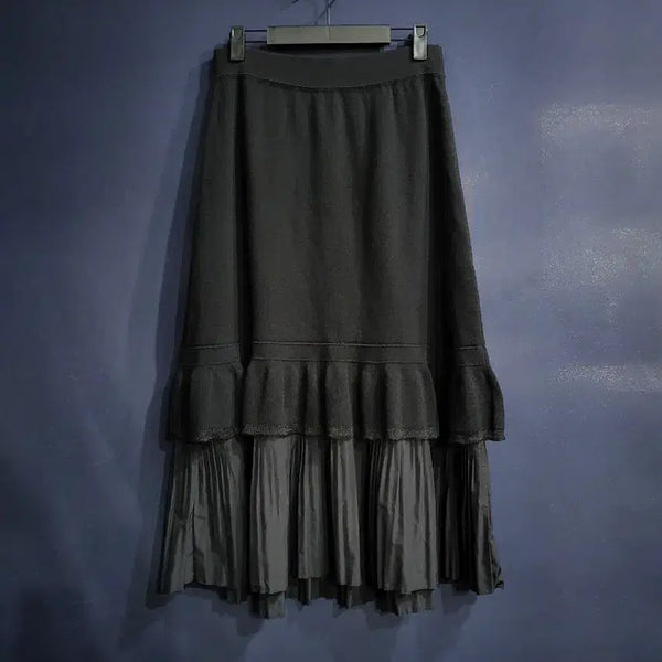 [BUNJANG] Ozssecon Knit Layered Skirt / 오즈세컨 니트 레이어드 스커트