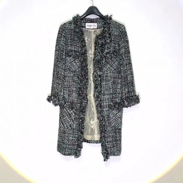 [BUNJANG] DONNA SUI Women's Tweed Long Jacket / DONNA SUI 도나수이 여성 트위드 롱자켓
