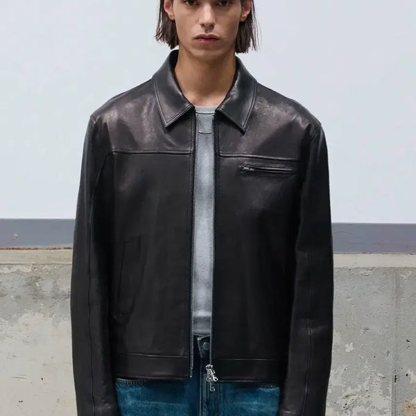 [BUNJANG] Dope Jason Premium Lambskin Vegetable Single Jacket / 도프제이슨 프리미엄 램스킨 배지터블 싱글 자켓