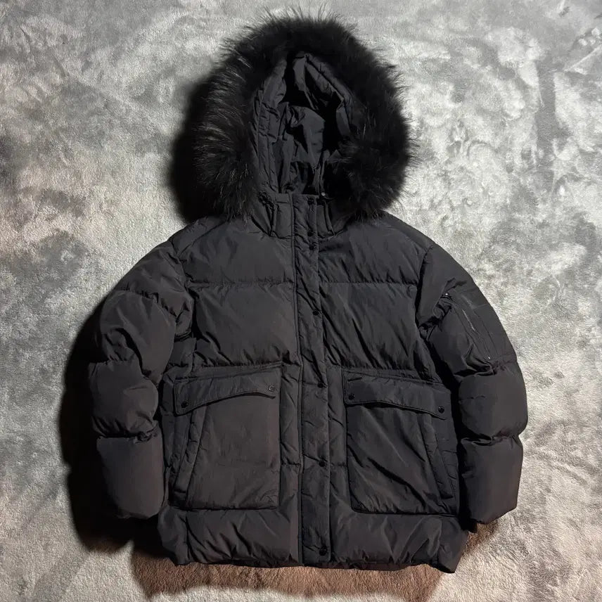 [BUNJANG] Buckaroo Black Puffer Fur Hood Short Padding S / [S] 버커루 블랙 푸퍼 퍼후드 숏패딩