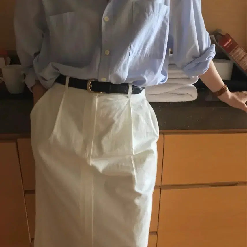 [BUNJANG] Sienne White Midi Skirt / 시엔느 화이트 스커트 미듐