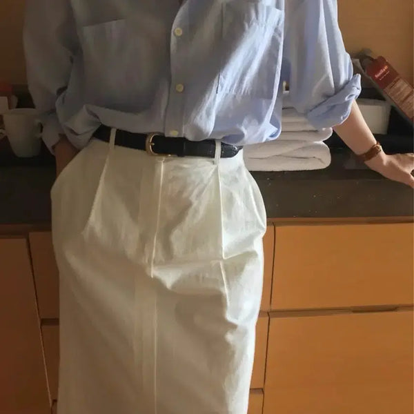 [BUNJANG] Sienne White Midi Skirt / 시엔느 화이트 스커트 미듐