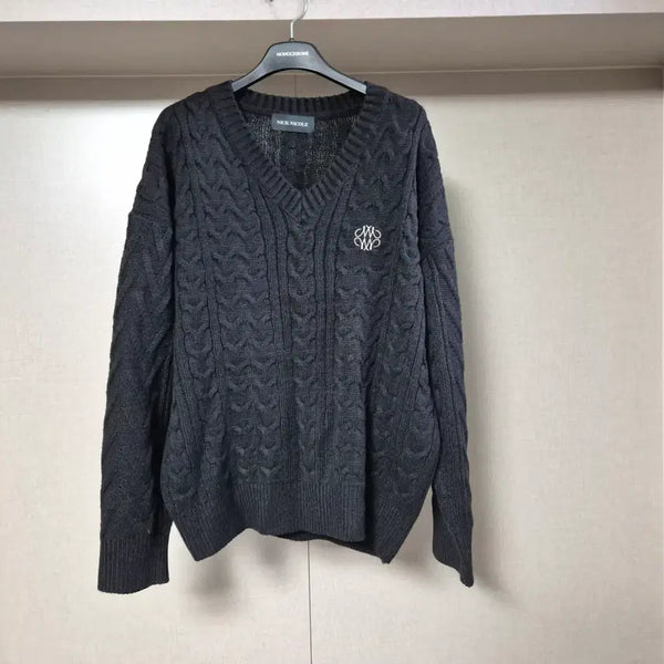 [BUNJANG] NICK&NICOLE Cable Knit Sweater Black / 프리)닉앤니콜 케이블 니트 블렉