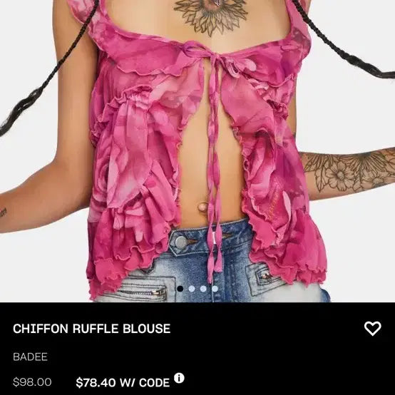 [BUNJANG] Badee Chiffon Ruffle Sleeveless Top / 배디(Badee) 쉬폰 러플 블라우스 시스루 민소매 탑 (돌스킬 dollskill)