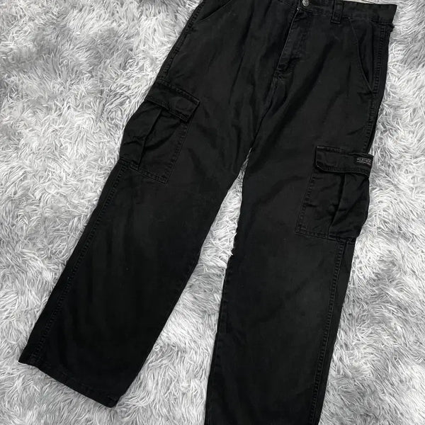 [BUNJANG] Wrangler Vintage Old School Work Cargo Pants Black / 랭글러 올드스쿨 빈티지 워크 카고 팬츠 블랙 5962