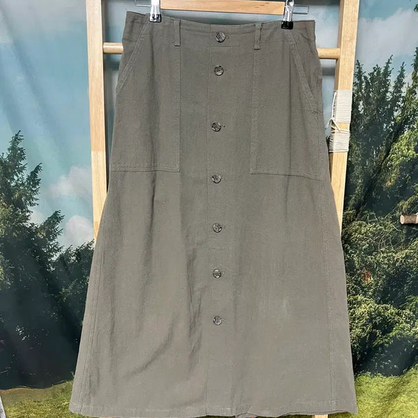 [BUNJANG] Khaki Button Skirt / 카키 버튼 스커트