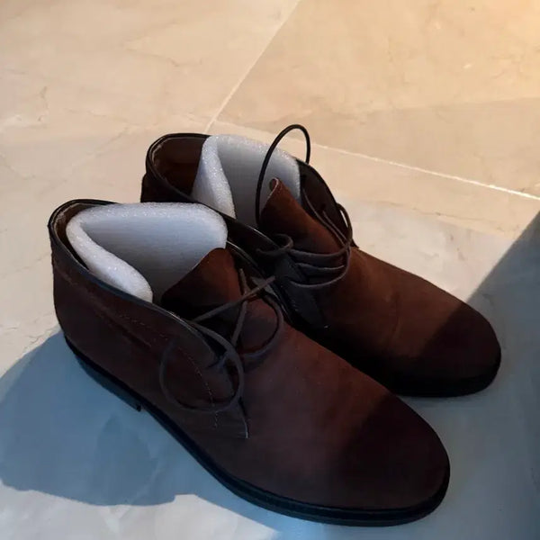 [BUNJANG] Suede Half Ankle Boots - Brown / 하프 앵클 스웨이드 부츠