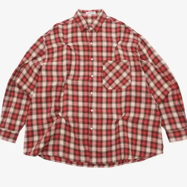 [BUNJANG] Nokulus Check Bite Shirt Cherry / 노쿨러스 체크 바이트 셔츠 체리
